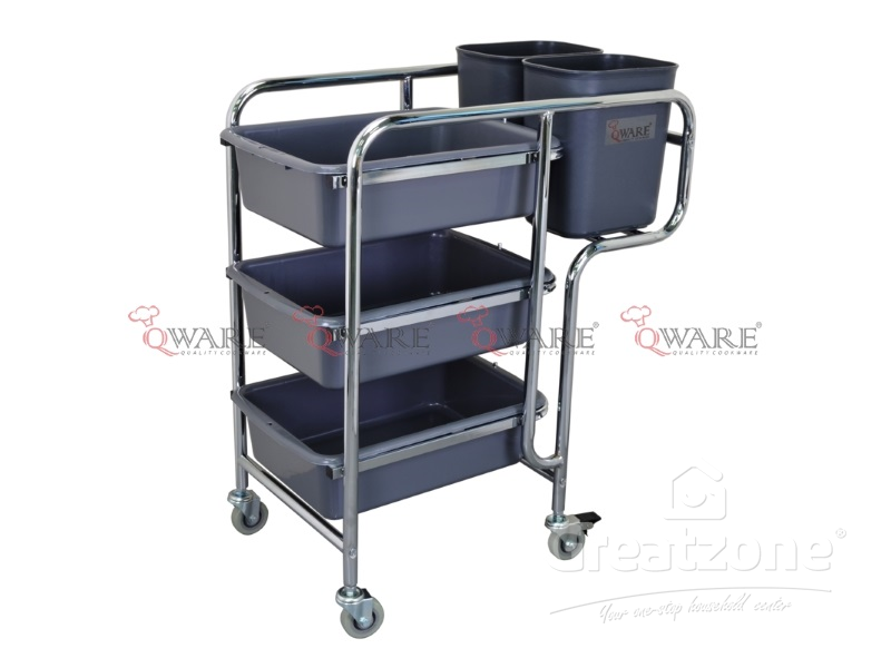 Chome Plated Multi Function Trolley with 5 Bucket