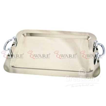 RECTANGULAR SHAPE MIRROR FINISH TRAY WITH HANDLE