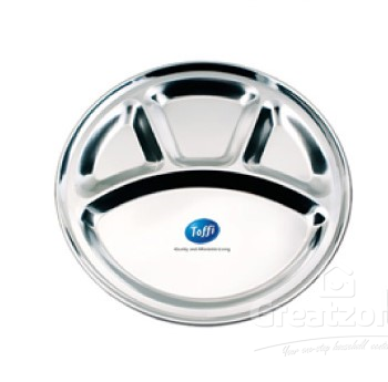 Stainless Steel Round 4 Compartment Fast Food Tray