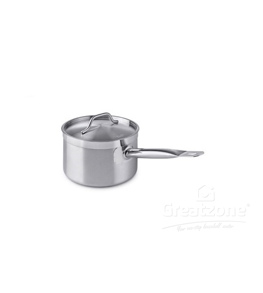 Stainless Steel Short Bottom Deep Saucepan w/Lid