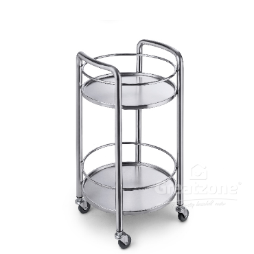 S/S 2 TIER ROUND SERVING CART