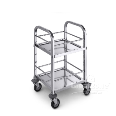 S/S 2 TIER SQUARE SERVING CART
