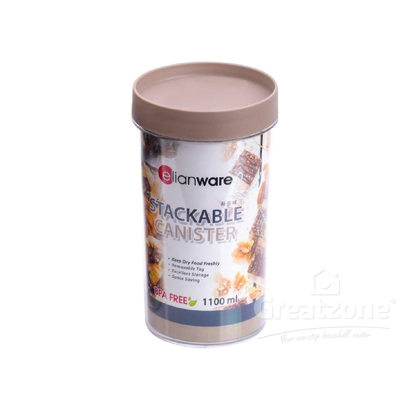 ELIANWARE STACKABLE CANISTER 1100ML E-1105