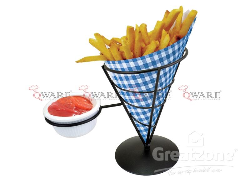 Black French Fry Holders - 1oz Include Bowl