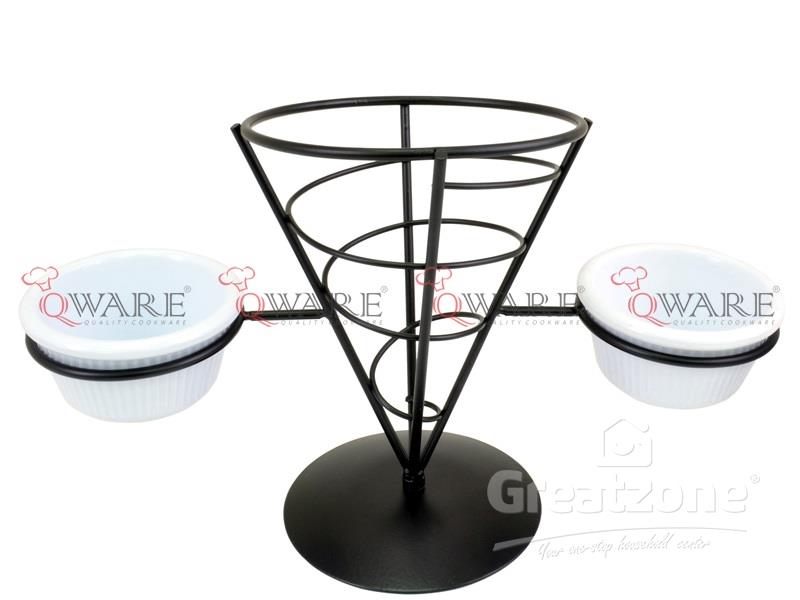 Black French Fry Holders - 2 x 1oz Include Bowl