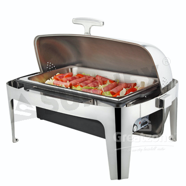 SUNNEX ELECTRIC S/S REC ROLL TOP CHAFING DISH