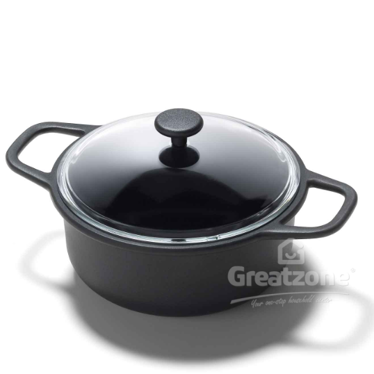 CAST IRON POT WITH GLASS COVER