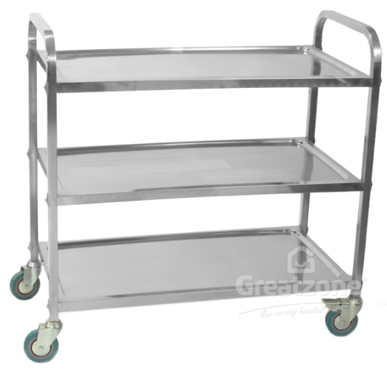 STAINLESS STEEL 3-TIER TROLLEY