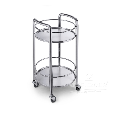 S/S 2 TIER ROUND SERVING CART