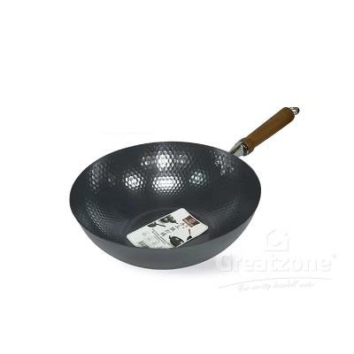 GOLDFISH TRAD.HANDMADE WOK WITH WOOD HDL 32CM P322WH