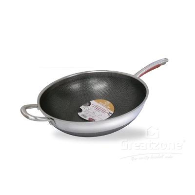 GOLDFISH STAINLESS STEEL NON-STICK HONEY COMBO WOK PAN SP34WH 
