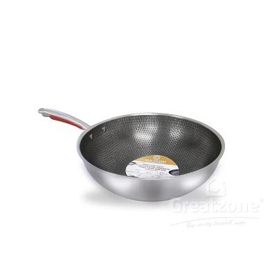 GOLDFISH STAINLESS STEEL NON-STICK HONEY COMBO WOK PAN S32WH