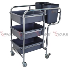 Chome Plated Multi Function Trolley with 5 Bucket