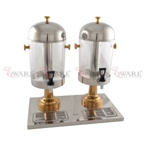 Double Juice Dispenser with Gold Plated Leg and Knob